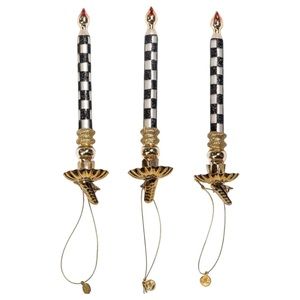Mackenzie-Childs ☆ Courtly Check Glass Candle Clips ☆ Set Of 3